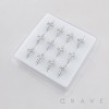 12PCS OF MULTI CZ CROSS CENTER HEART CZ 316L SURGICAL STEEL NOSE HOOP NOSE RING BOX